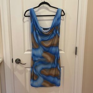 Printed cowl neck dress